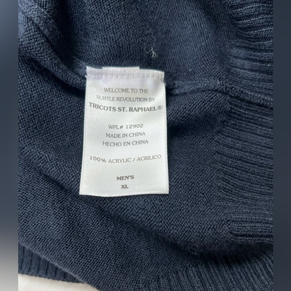 TRICOTS ST. RAPHAEL Men’s navy 1/4 zip pullover sweater size XL - Picture 10 of 13